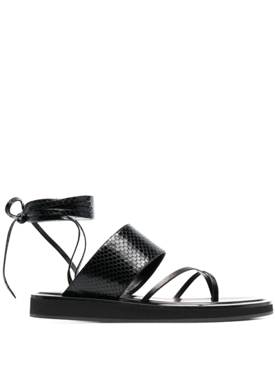 Paris Texas Strappy Python-effect Leather Sandals In Black