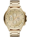 Ax Armani Exchange Men's Chronograph Gold Tone Stainless Steel Bracelet Watch 50mm In Gold/ Gold