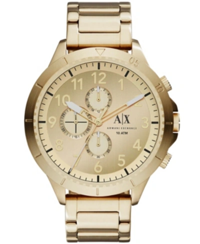 Armani Exchange Men's Chronograph Gold Tone Stainless Steel Bracelet Watch 50mm In Gold/ Gold