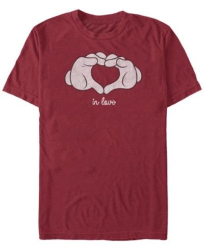 Fifth Sun Men's Mickey Classic Glove Heart Short Sleeve T-shirt In Cardinal