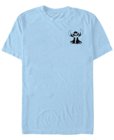 Fifth Sun Men's Lilo Stitch Vintage-like Lined Stitch Short Sleeve T-shirt In Light Blue