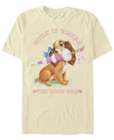 Fifth Sun Men's Lady And The Tramp Home Dog Short Sleeve T-shirt In Natural