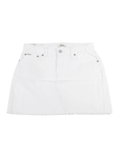 Polo Ralph Lauren Kids' Denim Mini Skirt In White