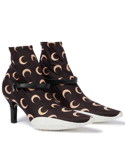 Marine Serre Printed Stretch-jersey Ankle Boots In Braun