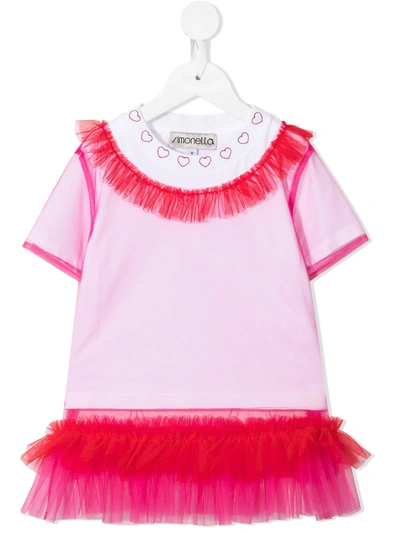 Simonetta Kids' Layered Tulle T-shirt In Pink