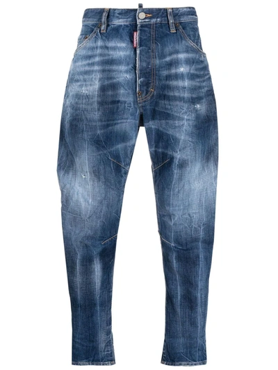 Dsquared2 Distressed-finish Combat Cropped Jeans In Blue