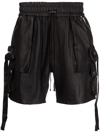 Amiri Tactical Leather Short, Black