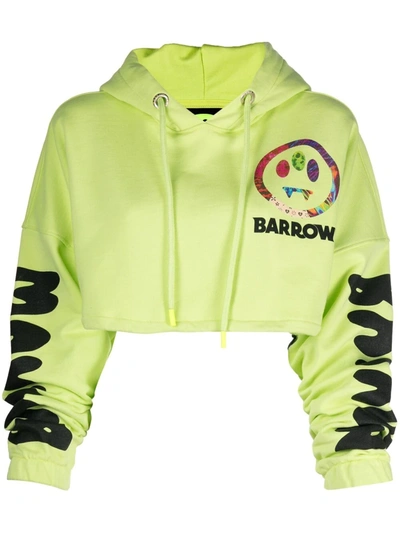Barrow Logo印花短款连帽衫 In Yellow