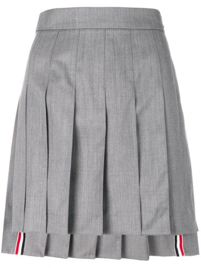 Thom Browne Grey Dropped Back Pleated Miniskirt