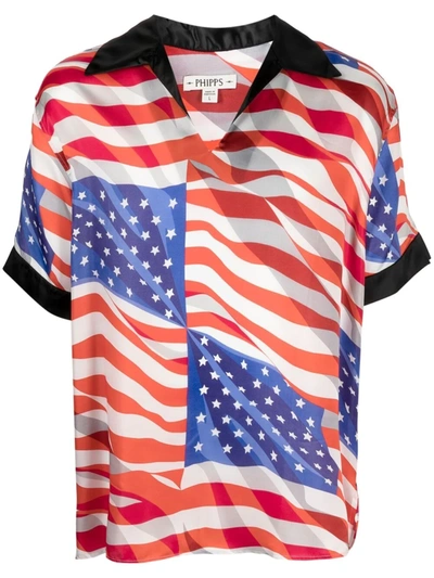 Phipps American Flag-print Polo Shirt In Red,blue,white