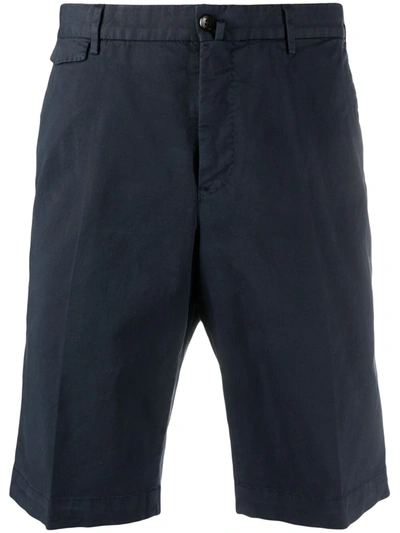 Pt01 Stretch Cotton Blend Gabardine Shorts In Blue