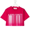 Alberta Ferretti Kids' Printed Crop Cotton Jersey T-shirt In Pink