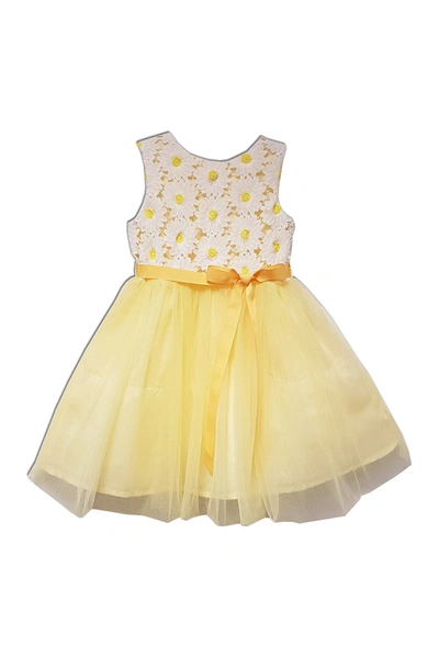 Joe-ella Kids' Sunny Embroidered Tulle Dress In Yellow