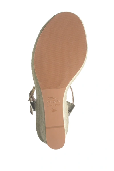 Stuart Weitzman Teddi Leather Espadrille Wedge Sandal In Platino