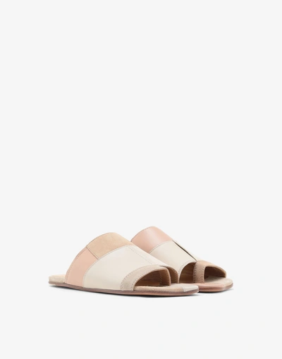 Mm6 Maison Margiela Ladies Beige And White Slippers In Neutral