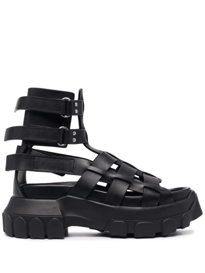 Rick Owens Hiking Tractor Sandals In Black