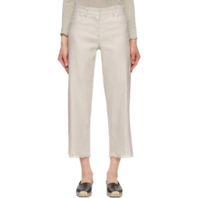 's Max Mara Francia Straight-leg Mid-rise Linen And Cotton-blend Trousers In 027 Ecru