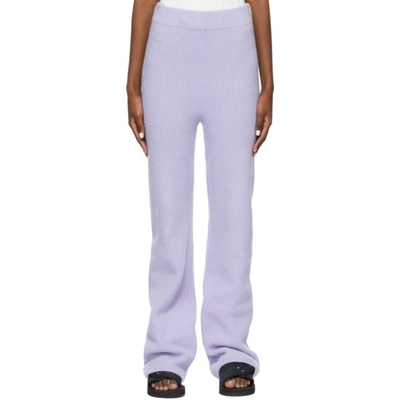 The Elder Statesman Purple Medium Rib Flare Lounge Pants In Lavendar