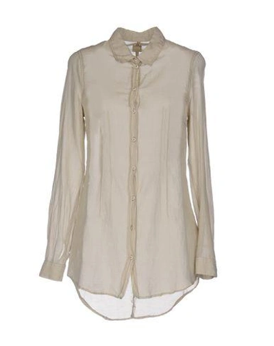 120% Lino Solid Color Shirts & Blouses In Beige