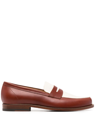 Scarosso Havana Colour Block Loafers In Cognac - Calf