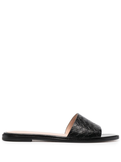 Scarosso Federica Interwoven Sandals In Black Calf