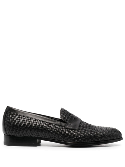Scarosso Andrea Interwoven Loafers In Black Calf