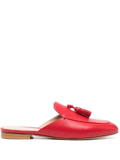 Scarosso Giorgina Low-heel Mules In Red Calf