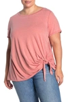 Caslon Burnout Tie Front T-shirt In Pink Brick