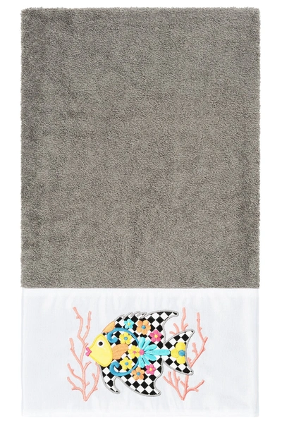 Linum Home Feliz 3-piece Embellished Towel In Dark Gray