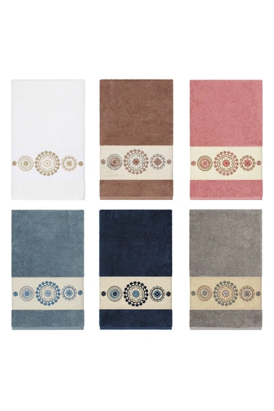 Linum Home Isabell Embellished Bath Towel In Dark Grey