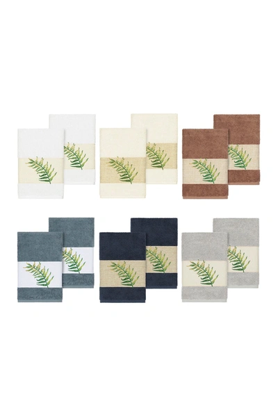 Linum Home Zoe Embellished Hand Towel In Midnight Blue