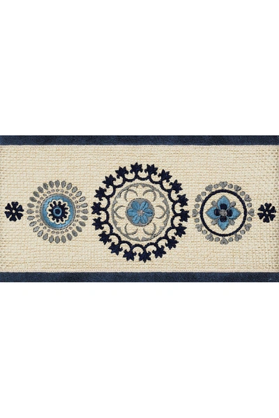 Linum Home Turkish Cotton Geometric Design Bath Towel In Midnight Blue