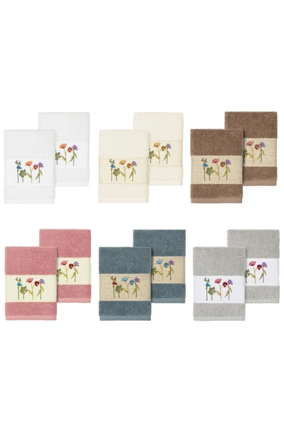 Linum Home Serenity Embellished Washcloth In Light Grey