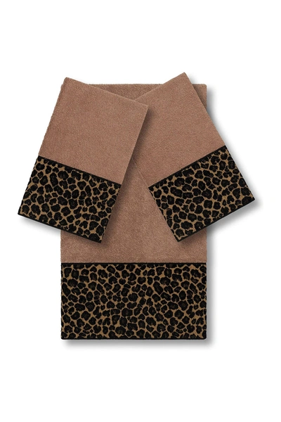 Linum Home Spots 3-piece Embellished Towel In Latte