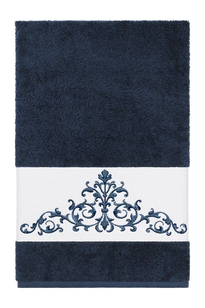 Linum Home Scarlet 3-piece Embellished Towel In Midnight Blue