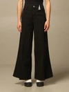 Cycle Pants Wide High-waisted  Pants In Black