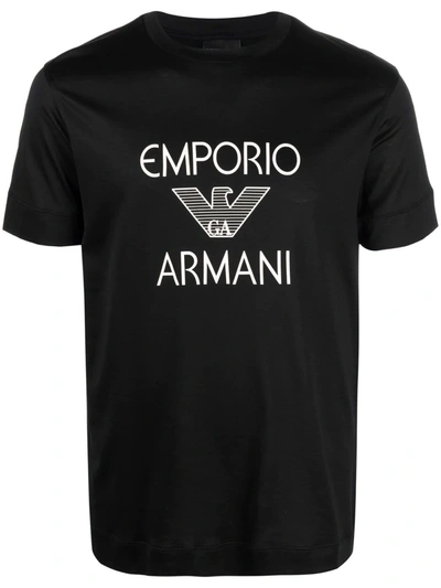 Emporio Armani Logo-print Cotton T-shirt In Black