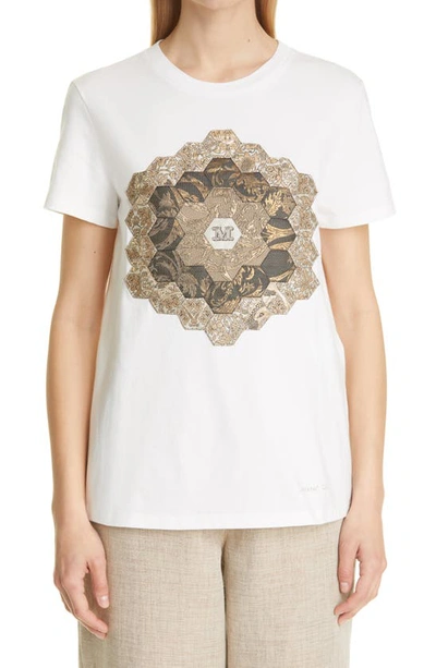 Max Mara Palau Logo Jacquard Panel Cotton T-shirt In White