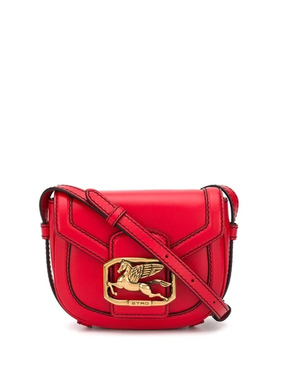 Etro Pegaso Leather Crossbody Bag In Red