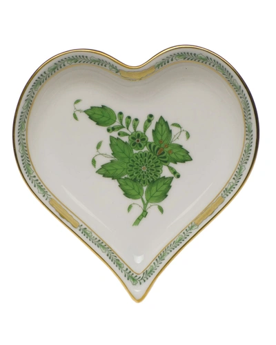 Herend Chinese Bouquet Green Small Heart Tray