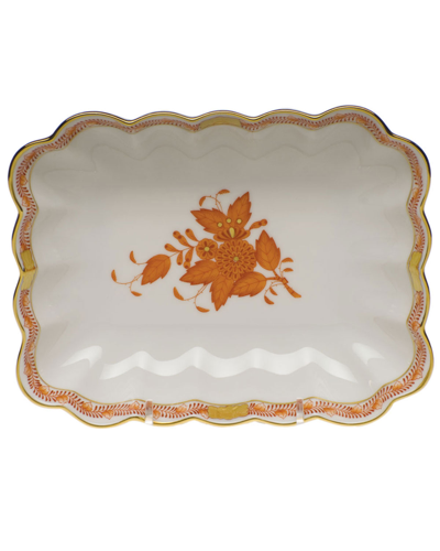 Herend Chinese Bouquet Oblong Dish - Rust