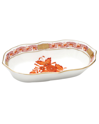 Herend Chinese Bouquet Rust Narrow Pin Dish