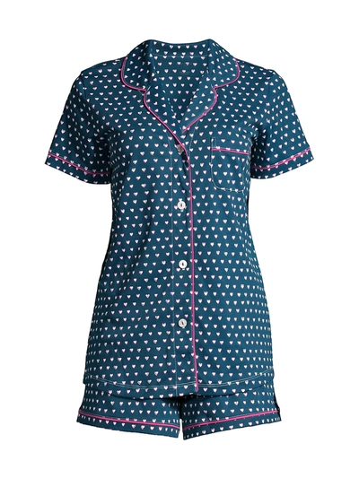 Roller Rabbit Hearts Shorty Polo Two-piece Pajama Set In Navy