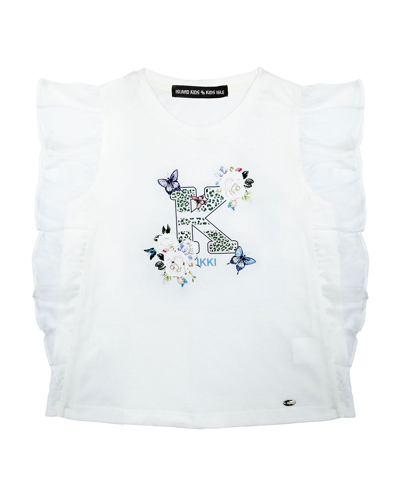 Island & Isle Kids' Girl's K Floral-print Ruffle Sleeveless Top In White