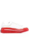 Alexander Mcqueen Men's Larry Dipped Two-tone Leather Sneakers In White/lust Red