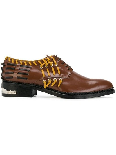Toga Whipstitch-detail Leather Derby Shoes In Brown Multi