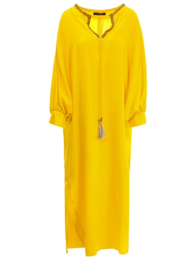 Max Mara Ocroma Silk-crepe Maxi Dress In Yellow