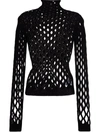 Valentino Cutout Net Mock Neck Top In Black