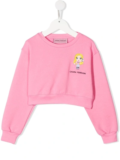 Chiara Ferragni Kids' Embroidered-logo Sweatshirt In Pink