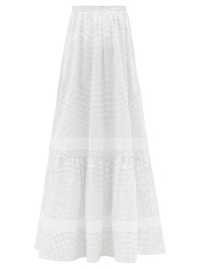 Erdem Annis Ditsy Floral-print Cotton-poplin Maxi Skirt In Weiss